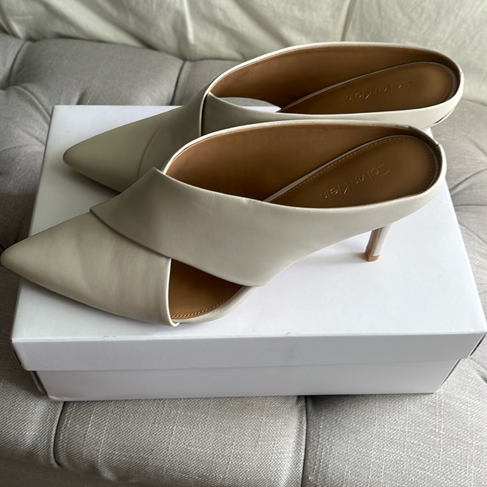 Calvin Klein heeled mules. Never worn